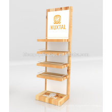 Free Desgin Floorstanding Wooden 6-Layer Cosmetic Retail Store Custom Signage Makeup Stand Display